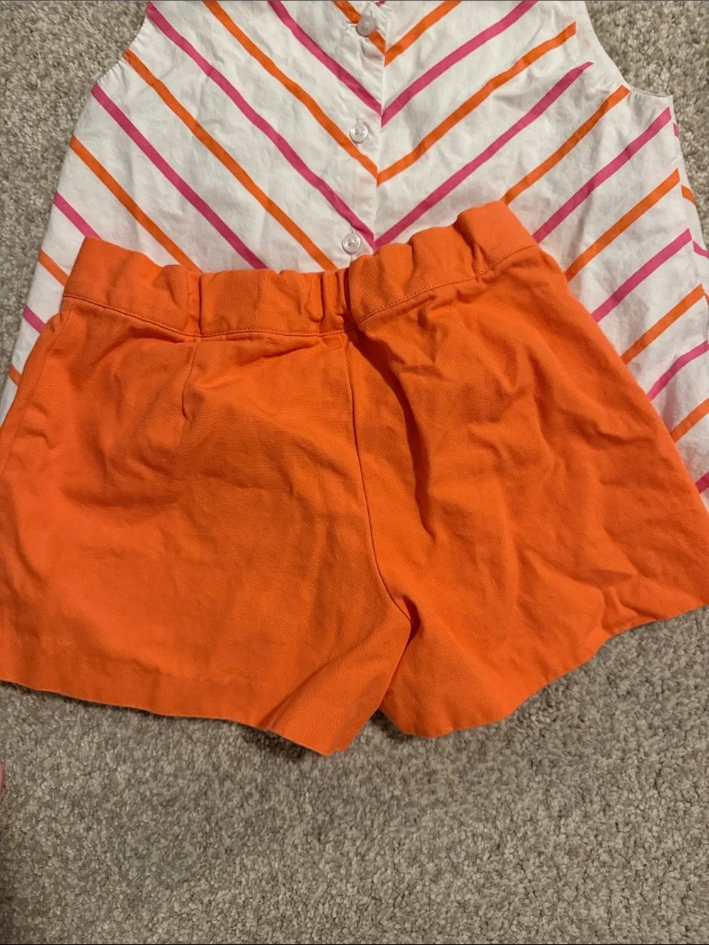 Girls Janie and Jack Summer Striped Tank & Orange Shorts Set